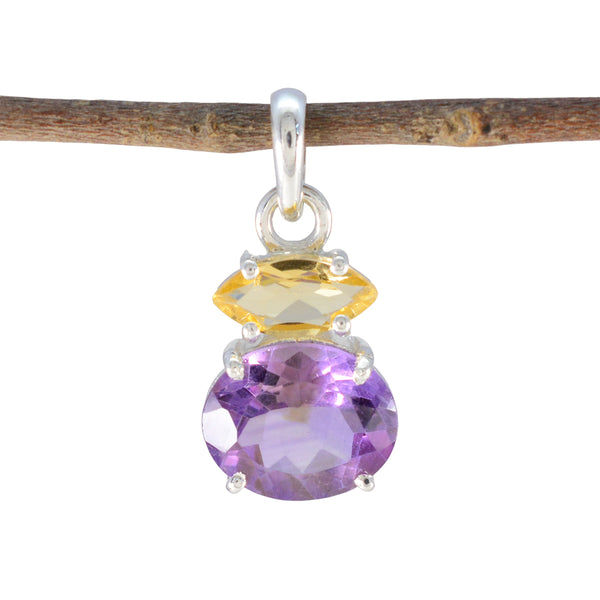 Multi Stone Delicate Moroccan 92.5 Silver Toi et Moi multicolor Pendant