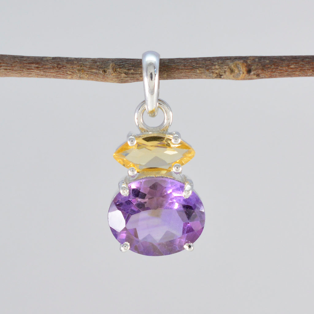 Multi Stone Delicate Moroccan 92.5 Silver Toi et Moi Yasmine Heart multicolor Pendant Jewellery