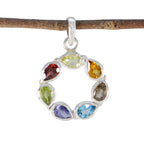 Multi Stone Dainty Egyptian 92.5 Silver Hepta multicolor Pendant