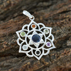 Multi Stone Classic Moroccan Silver Hepta Marie Rope-Wire multicolor Pendant Jewelry