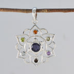 Multi Stone Classic Moroccan Silver Hepta Marie Rope-Wire multicolor Pendant Jewelry