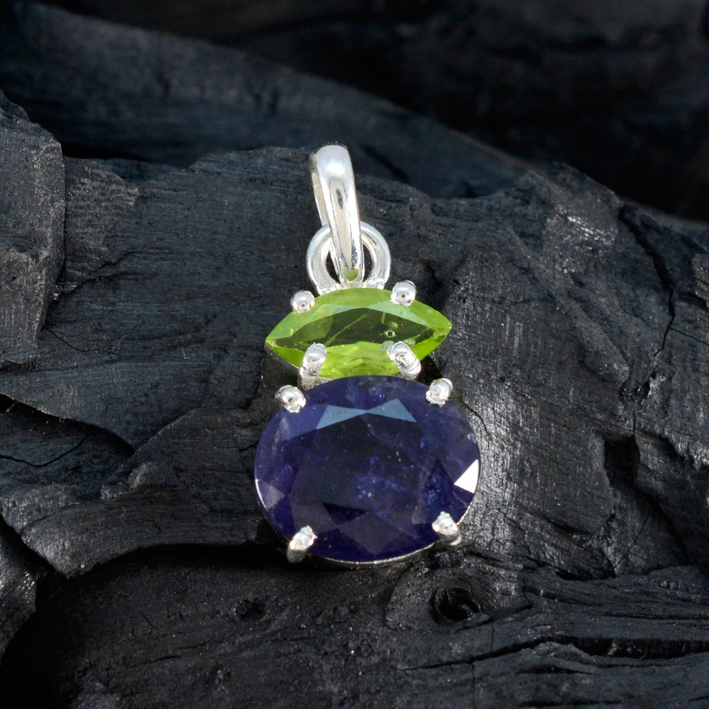 Multi Stone Delicate Egyptian Silver Toi et Moi Zoe Modern multicolor Pendant Jewelry