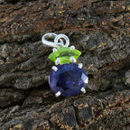 Multi Stone Delicate Egyptian Silver Toi et Moi Zoe Modern multicolor Pendant Jewelry