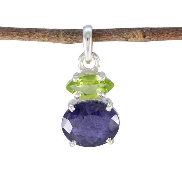 Multi Stone Delicate Egyptian Silver Toi et Moi multicolor Pendant