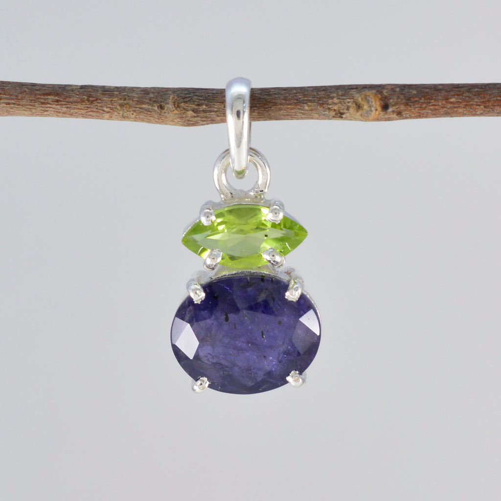 Multi Stone Delicate Egyptian Silver Toi et Moi Zoe Modern multicolor Pendant Jewelry