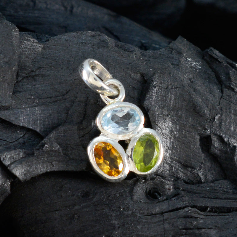 Multi Stone Elegant Japanese Silver Trilogy Mei Bubble multicolor Pendant Jewelry