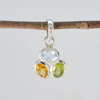 Multi Stone Elegant Japanese Silver Trilogy Mei Bubble multicolor Pendant Jewelry