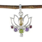 Multi Stone Dainty Mexican Sterling Silver Hepta multicolor Pendant