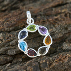 Multi Stone Dainty Turkish Silver Hepta Isabel Abstract multicolor Pendant Jewelry