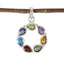 Multi Stone Dainty Turkish Silver Hepta multicolor Pendant