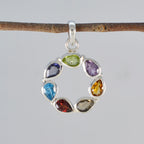 Multi Stone Dainty Turkish Silver Hepta Isabel Abstract multicolor Pendant Jewelry