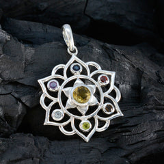 Multi Stone Classic Egyptian Sterling Silver Hepta Mathilde Rope-Wire multicolor Pendant Jewellery