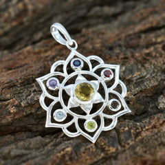 Multi Stone Classic Egyptian Sterling Silver Hepta Mathilde Rope-Wire multicolor Pendant Jewellery