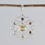 Multi Stone Classic Egyptisch Sterling Zilver Hepta Mathilde Touw-Draad veelkleurige Hanger Sieraden