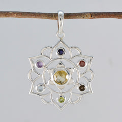 Multi Stone Classic Egyptian Sterling Silver Hepta Mathilde Rope-Wire multicolor Pendant Jewellery