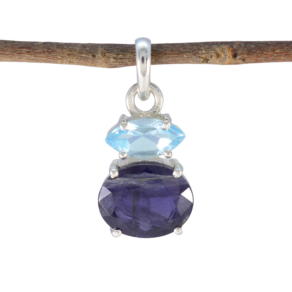 Multi Stone Delicate Turkish Sterling Silver Toi et Moi multicolor Pendant