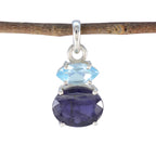 Multi Stone Delicate Turkish Sterling Silver Toi et Moi multicolor Pendant