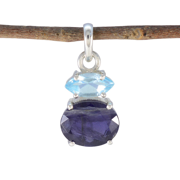 Multi Stone Delicate Turkish Sterling Silver Toi et Moi multicolor Pendant