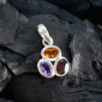 Eleganter koreanischer Sterlingsilber-Trilogie-Min-Seo-Eternity-Anhänger mit mehreren Steinen, mehrfarbig, Schmuck