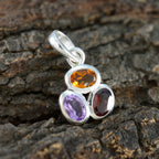 Eleganter koreanischer Sterlingsilber-Trilogie-Min-Seo-Eternity-Anhänger mit mehreren Steinen, mehrfarbig, Schmuck