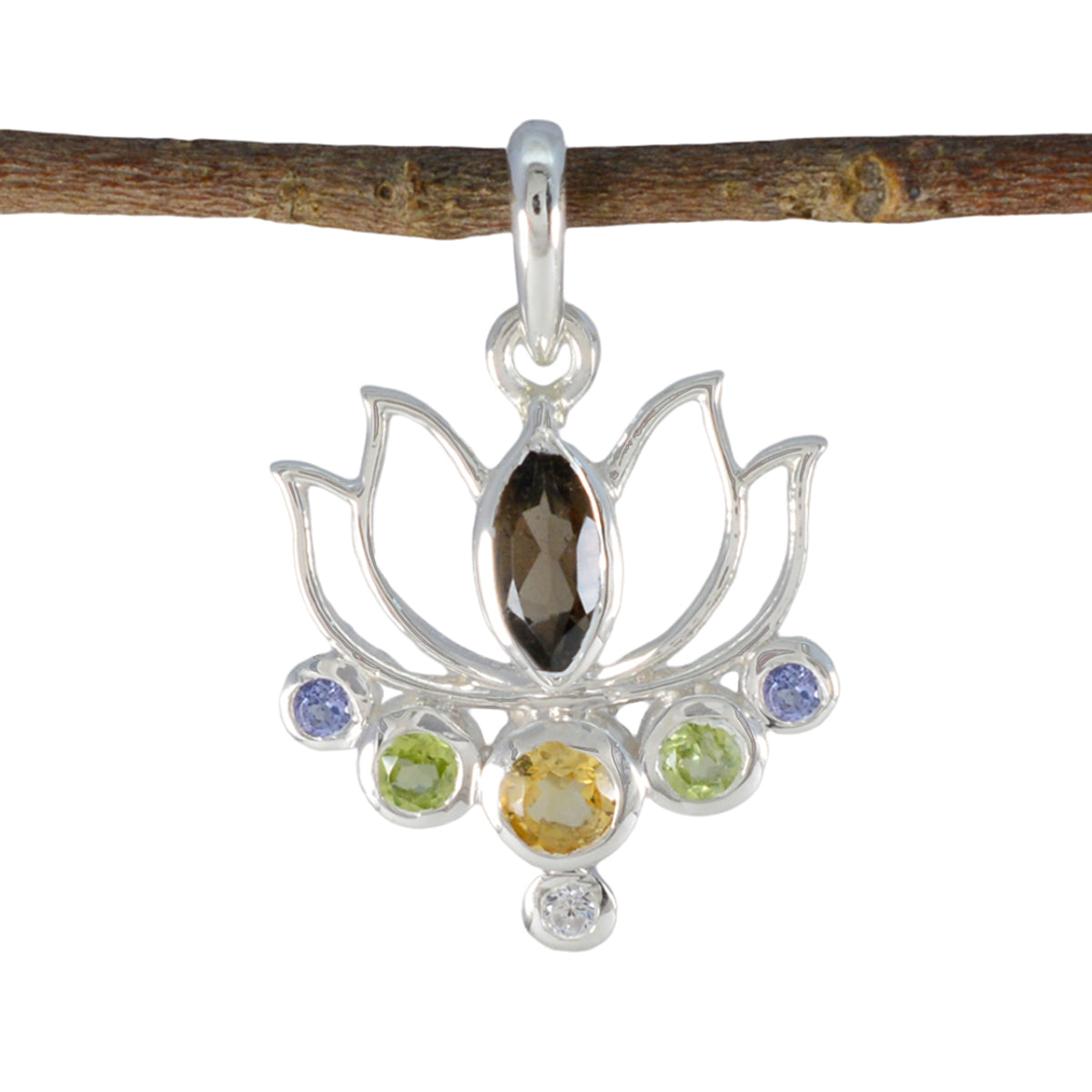 Multi Stone Dainty Latin American 925 Silver Hepta multicolor Pendant Image principale du produit