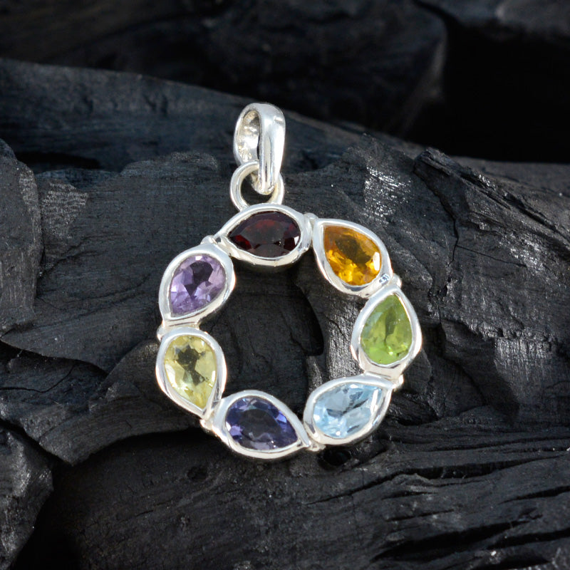 Multi Stone Dainty American Sterling Silver Hepta Isabella Trendy multicolor Pendant Jewellery