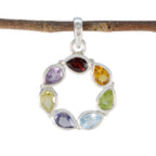 Multi Stone Dainty American Sterling Silver Hepta multicolor Pendant
