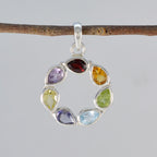 Multi Stone Dainty American Sterling Silver Hepta Isabella Trendy multicolor Pendant Jewellery