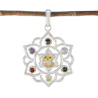 Multi Stone Classic Turkish 925 Silver Hepta multicolor Pendant