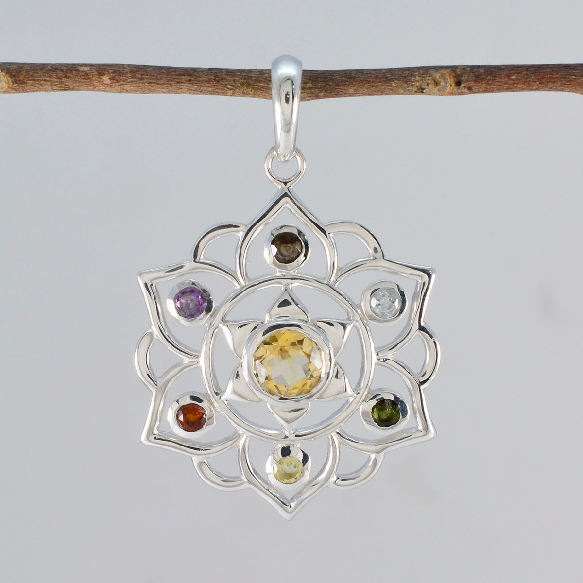 Pendentif en argent 925, motif Hepta Maya, corde et fil multicolores, style turc classique Image secondaire du produit