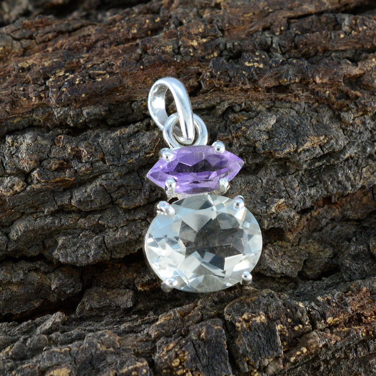 Multi Stone Delicate American 925 Silver Toi et Moi Yasmin Abstract multicolor Pendant Jewelry