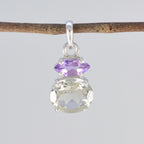 Multi Stone Delicate American 925 Silver Toi et Moi Yasmin Abstract multicolor Pendant Jewelry