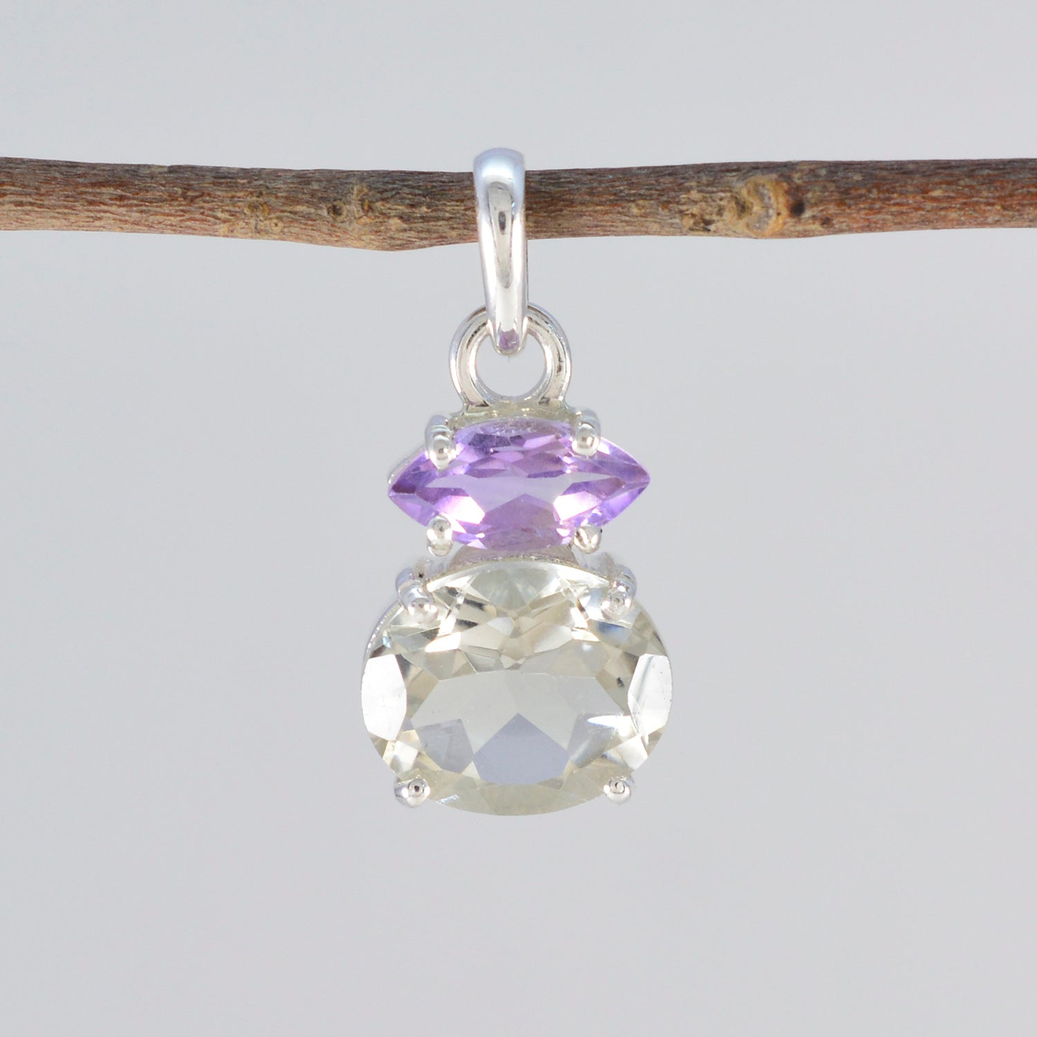 Multi Stone Delicate American 925 Silver Toi et Moi Yasmin Abstract multicolor Pendant Jewelry