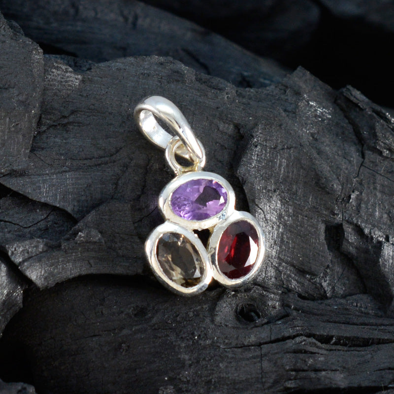 Multi Stone Elegant Japanese 925 Silver Trilogy Naomi Heart multicolor Pendant Jewelry