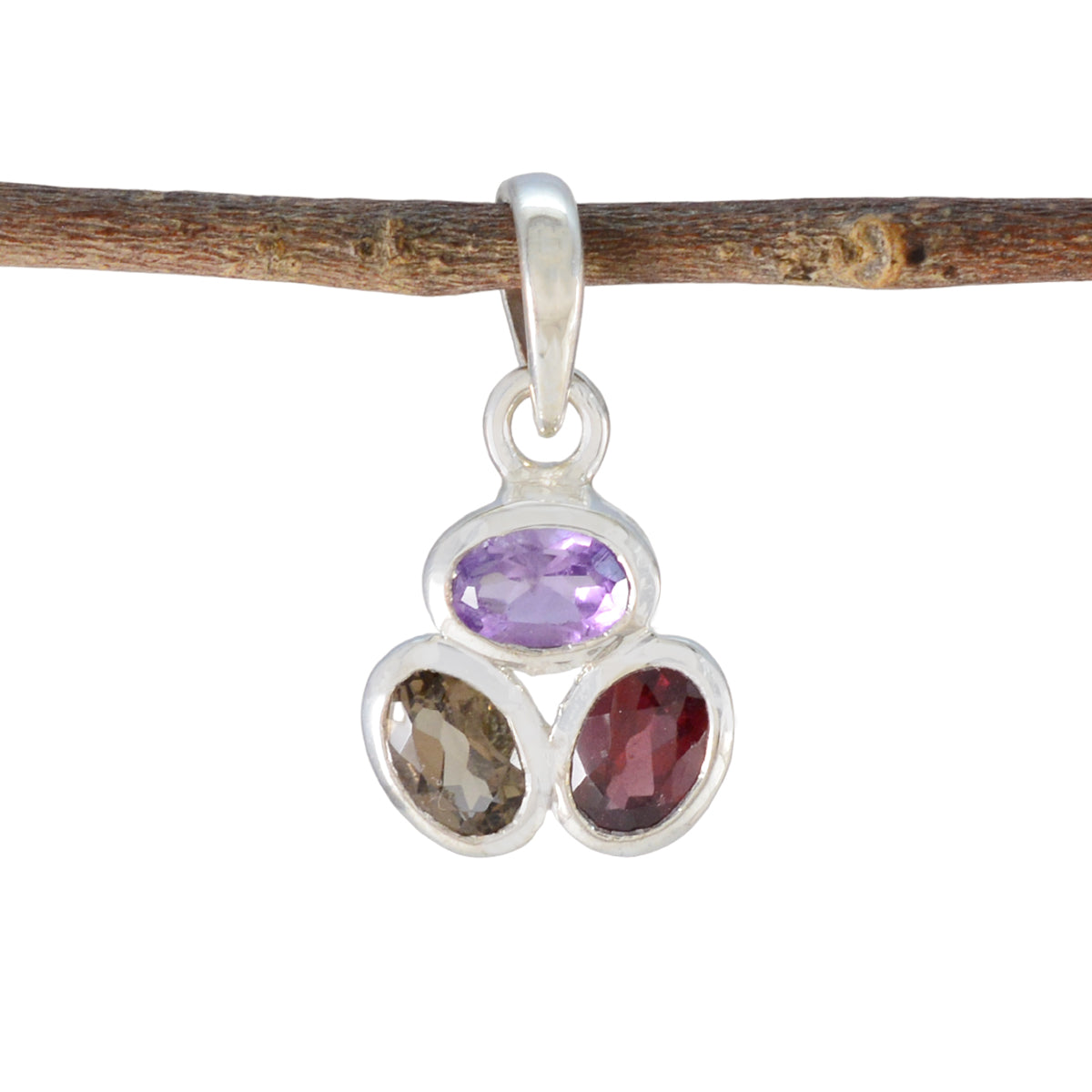 Multi Stone Elegant Japanese 925 Silver Trilogy multicolor Pendant