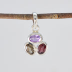 Multi Stone Elegant Japanese 925 Silver Trilogy Naomi Heart multicolor Pendant Jewelry