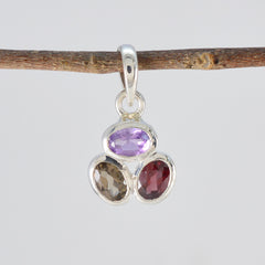 マルチストーン エレガントな日本製 925 シルバー トリロジー ナオミ ハート マルチカラー ペンダント ジュエリー