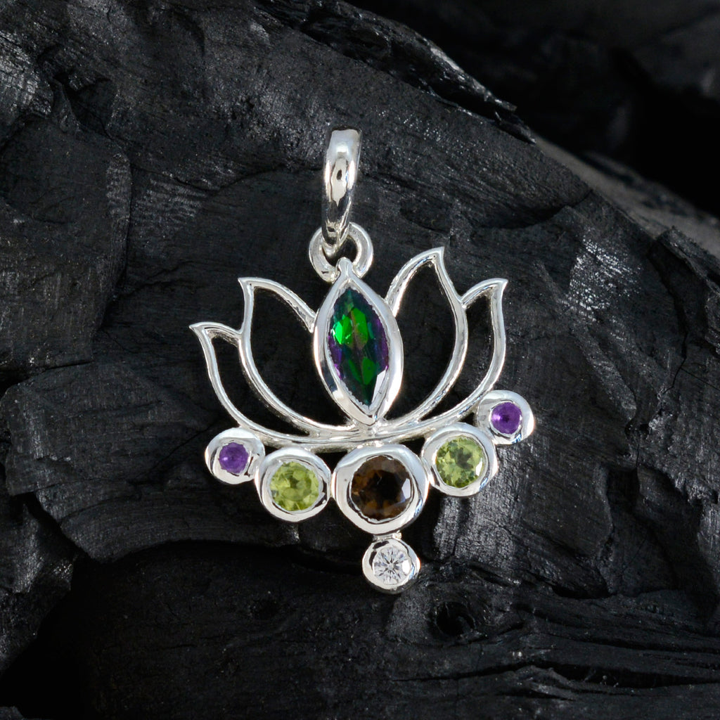 Multi Stone Dainty Russian Silver Hepta Micaela Rope-Wire multicolor Pendant Jewelry