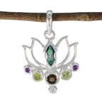 Multi Stone Dainty Russian Silver Hepta multicolor Pendant