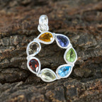 Multi Stone Dainty Latin American 92.5 Silver Hepta Isla Engagement multicolor Pendant Jewellery