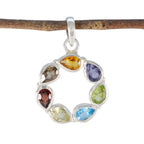 Multi Stone Dainty Latin American 92.5 Silver Hepta multicolor Pendant