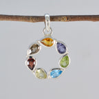 Multi Stone Dainty Latin American 92.5 Silver Hepta Isla Engagement multicolor Pendant Jewellery