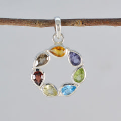 Multi Stone Dainty Latin American 92.5 Silver Hepta Isla Engagement multicolor Pendant Jewellery