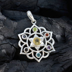 Multi Stone Classic Mexican Silver Hepta Mila Rope-Wire multicolor Pendant Jewelry