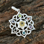 Multi Stone Classic Mexican Silver Hepta Mila Rope-Wire multicolor Pendant Jewelry