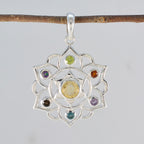 Multi Stone Classic Mexican Silver Hepta Mila Rope-Wire multicolor Pendant Jewelry