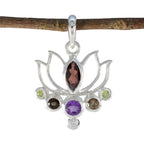 Multi Stone Dainty Moroccan Sterling Silver Hepta multicolor Pendant