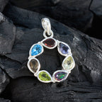 Multi Stone Dainty Russian Silver Hepta Ivy wedding multicolor Pendant Jewelry