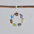Multi Stone Dainty Russian Silver Hepta Ivy wedding multicolor Pendant Jewelry