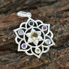 マルチストーンクラシックラテンアメリカンスターリングシルバーヘプタナタリーロープワイヤーマルチカラーペンダントジュエリー